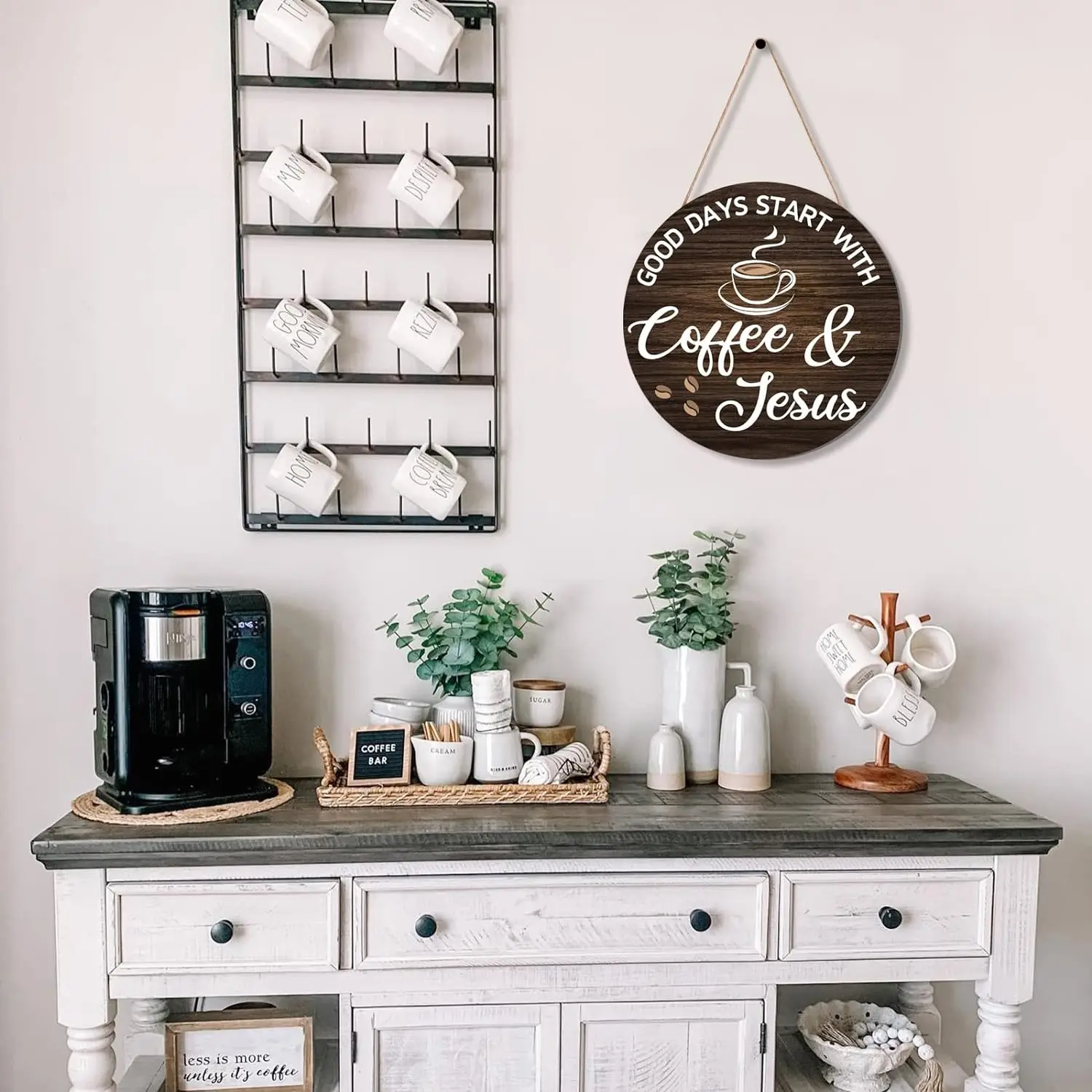 Kaffeeschilder, Dekor für Kaffeebar, Holz, Bauernhaus, Wandschild, Dekor für Küche, Zuhause, Büro, Café, Kaffeestation, Einweihungsgeschenk