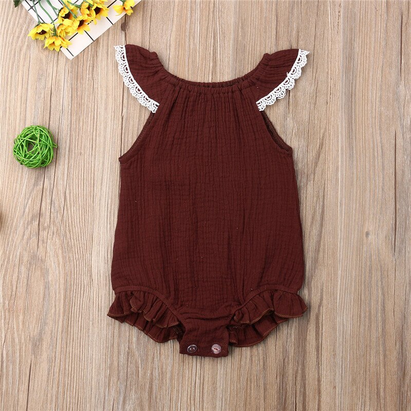 Baby flue ærmer blonde bodysuit børn baby piger jumpsuit sommer bomuld ærmeløs overall baby dreng piger fritidstøj