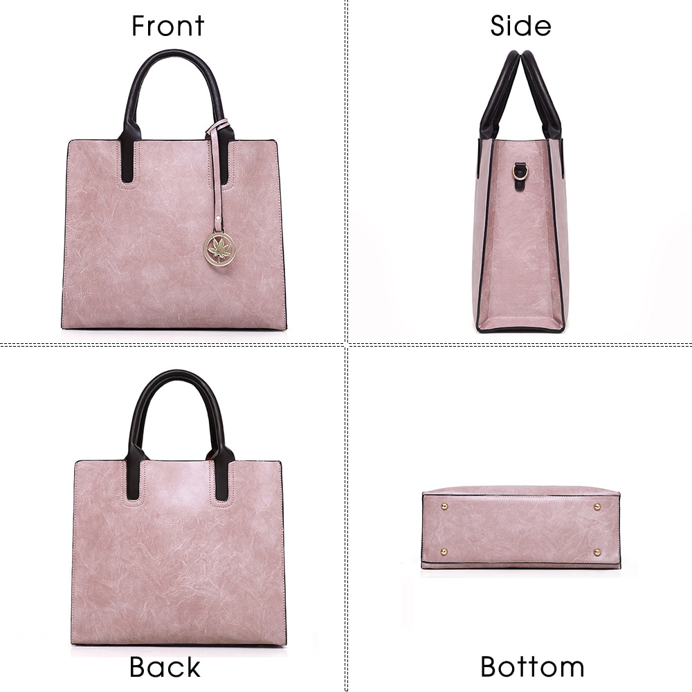 3 uds las mujeres bolsa de bolsa de bolso de cuero de poliuretano para mujer sólida bolsa de mensajero de color hombro cartera bolsas para las mujeres