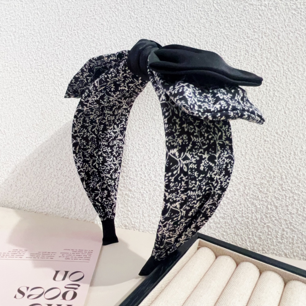 Diademas elegantes florales en blanco y negro para mujeres y niñas, aros para el cabello suaves con borde ancho, diadema cruzada con lazo grande, herramienta de Peinado,: Amarillo