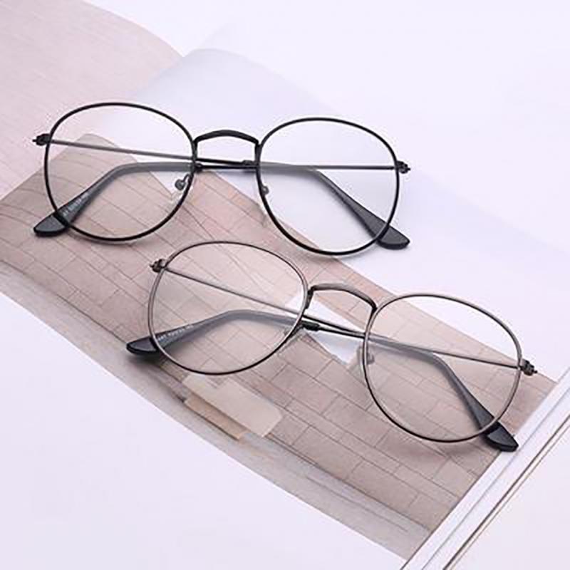 Women Men Simple Classic Gold Metal Frame Glasses Classical Vintage Style Optical Glasses #2