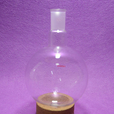 Een Hals, 1000 ml, 24/40, Ronde Bodem Glazen Kolf, 1L, 1 Hals, Lab Fles, zware Muur