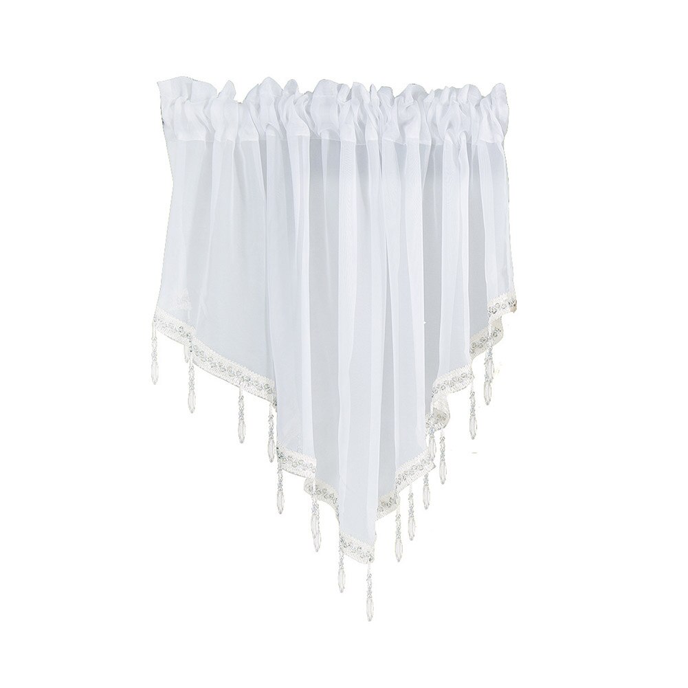 Solid Color Triangle Shape Kitchen Short Curtain Window Valance Drape Home Decor Window Short Kitchen Curtain Valance Home Decor: White