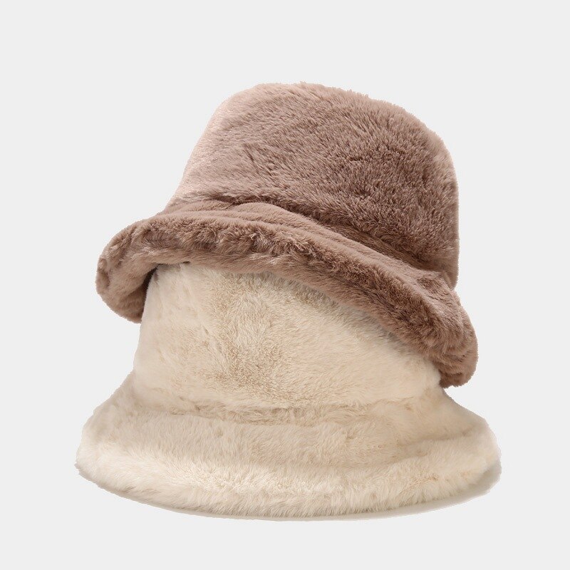 Kvinder spand hat faux pels fisker kasket blød varm cloche hatte vinter udendørs casual tilbehør