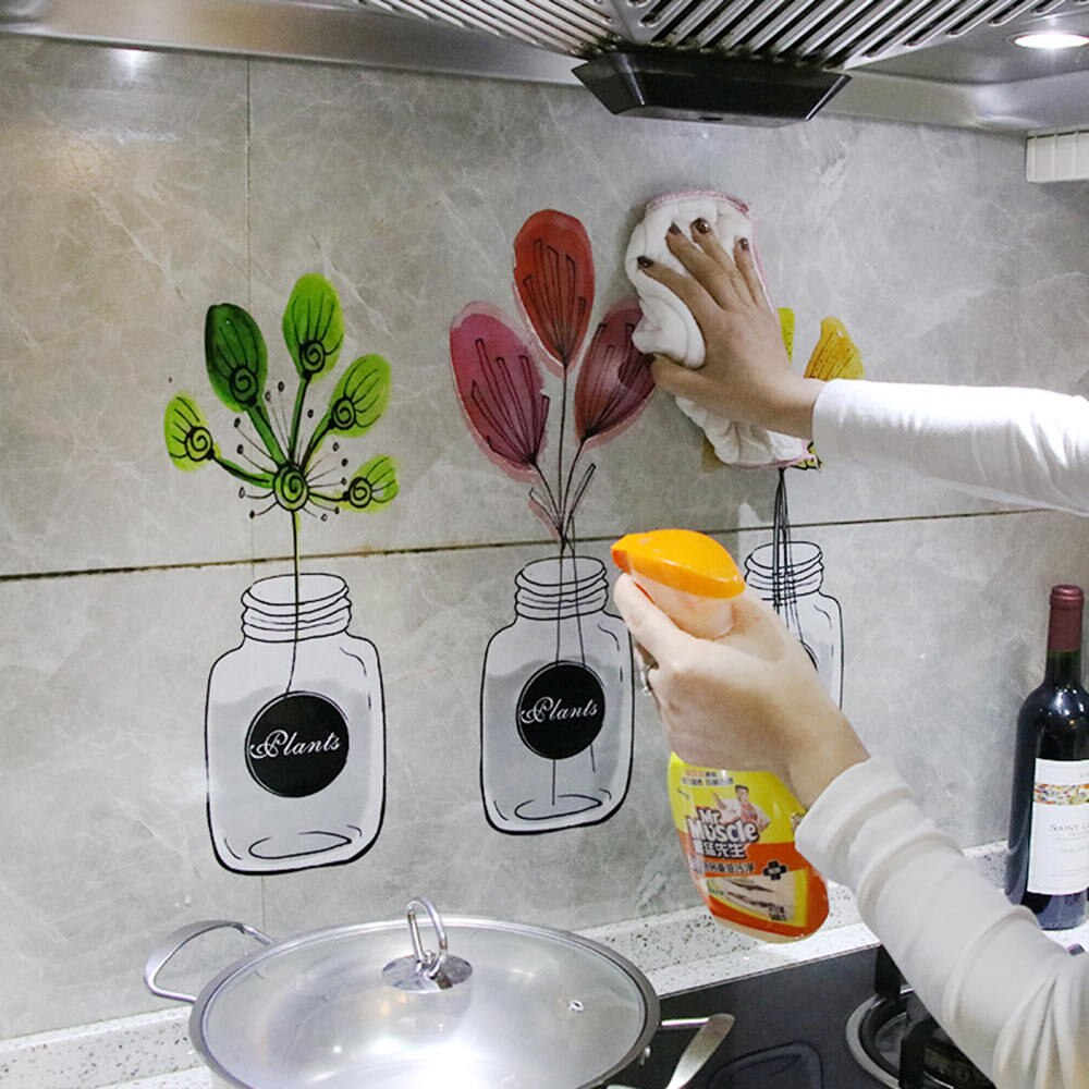 Anti-Oil Stove Stickers High Temperature Waterproof Wall Stickers Kitchen Oven Fume Cabinet Self Adhesive Sticker