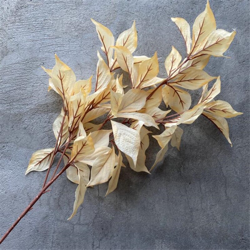 One Silk Filbert Tree Leaf Branch Artificial Hazel Greenery Plant for Green Wall Floral Decoration: Champagne