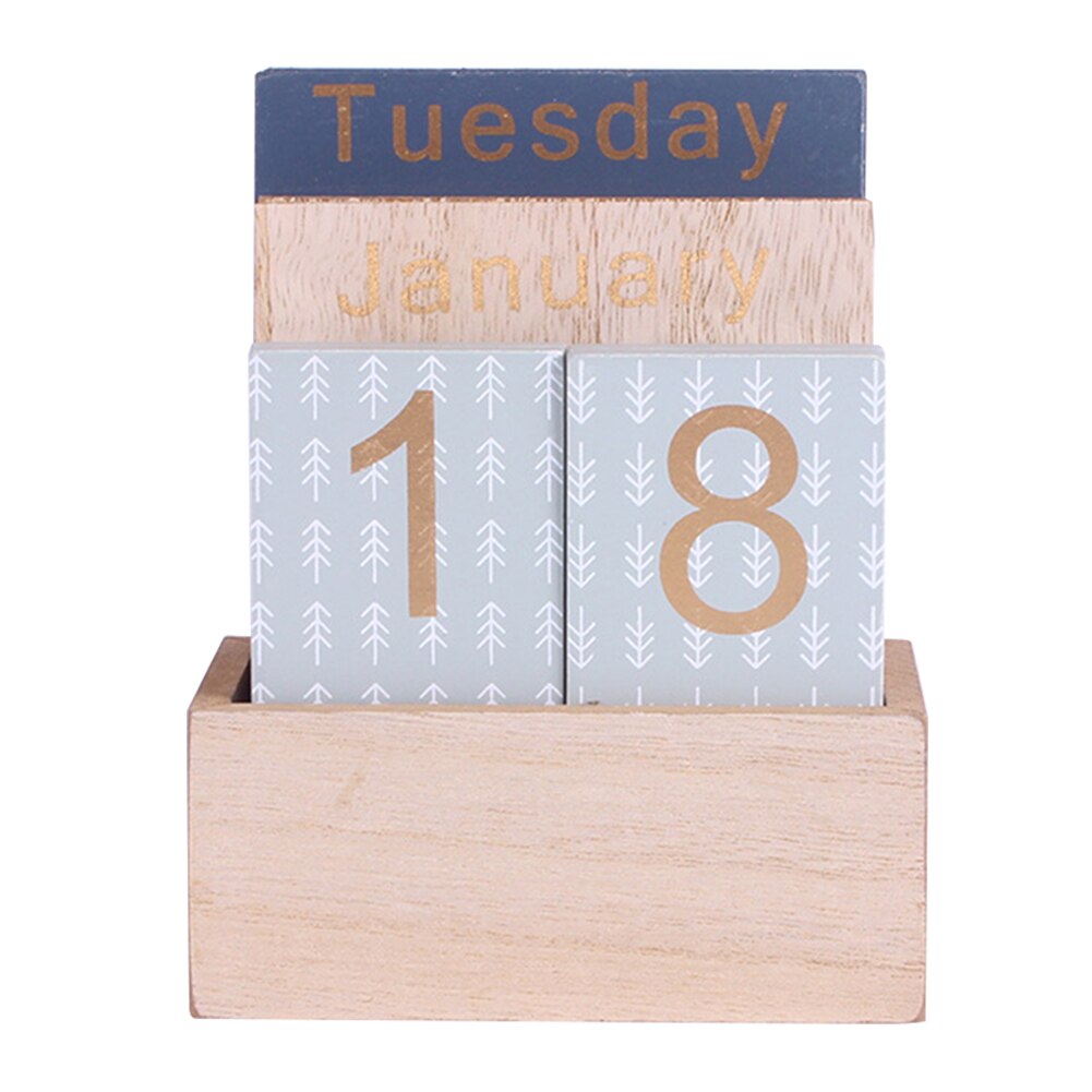 Maand houten blok decoratie week bureau woonkamer thuis datum display bar fotografie rekwisieten eeuwigdurende kalender