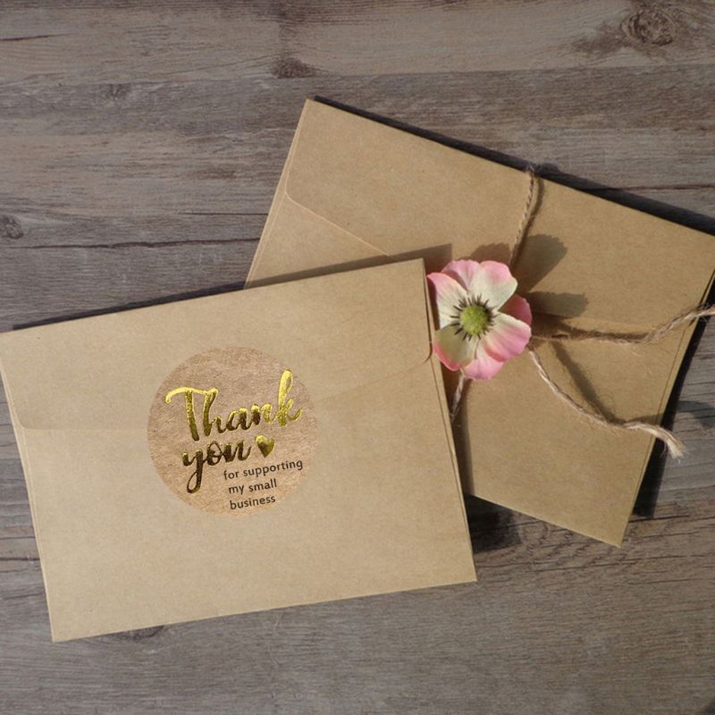 500pcs Thank You for Supporting My Small Business Stickers Gold Foil Seal Label 667A