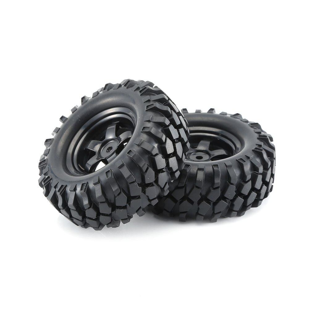 4Pcs 1:10 Off Road RC Crawler Buggy RC Car Rubber Tires & Wheel Rims Abrasion Resistance Replacement Model Accessory