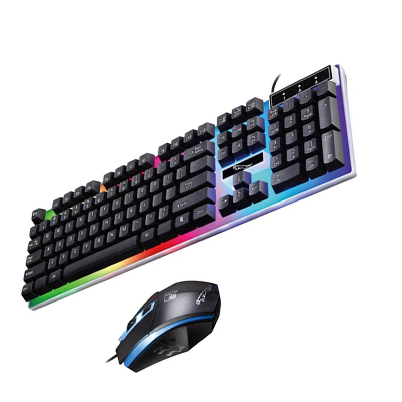 Wired Colorful Backlight Mechanical Feel Keyboard Gaming Ergonomic Keyboard And Mouse Kit USB Wired Backlit Keyboard And Mouse