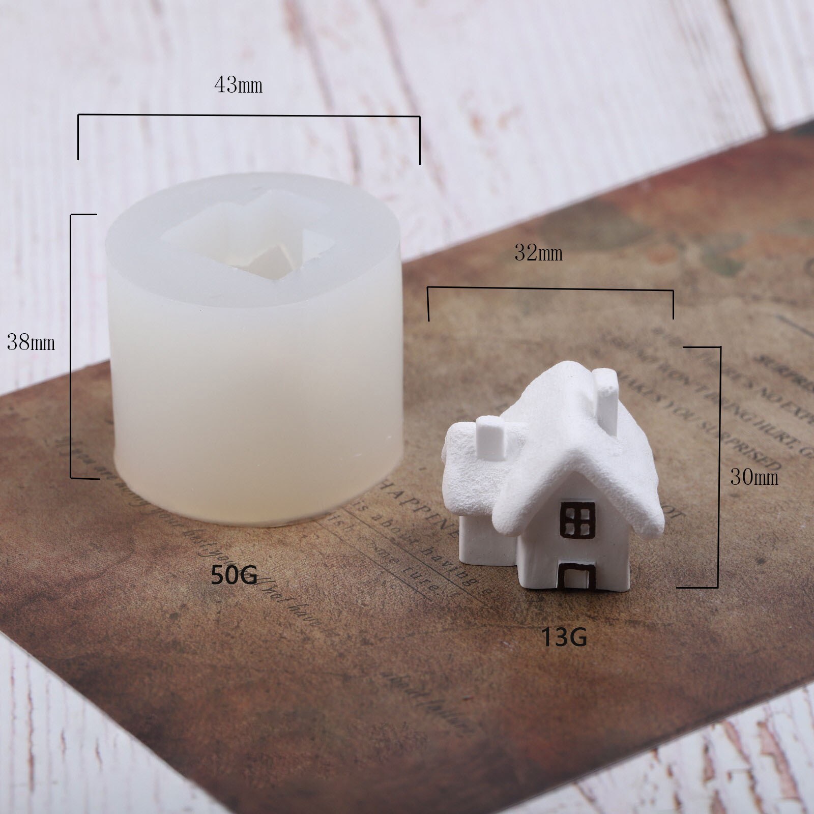 3D Small House Villa Wooden House Silicone Mold Aromatherapy Candle DIY Plastic Mold Home Crafts Ornaments Candle Making Molds: House-D