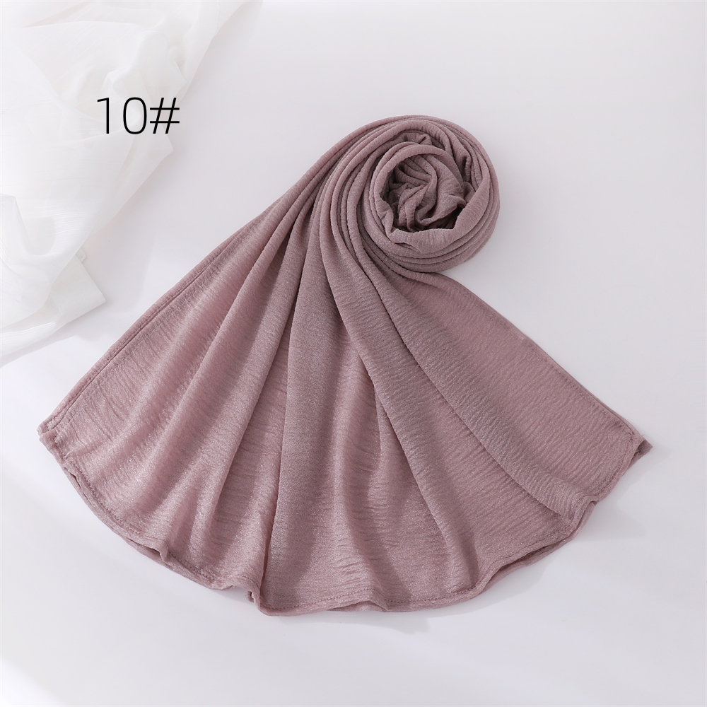 Crinkle Moslim Hijaabs voor Vrouwen Sjaal Dunne Effen Sjaals Femme Musulman Zachte Rayon Hoofddoek Rimpel Islamitische Tulband Hoofdband: Bruin