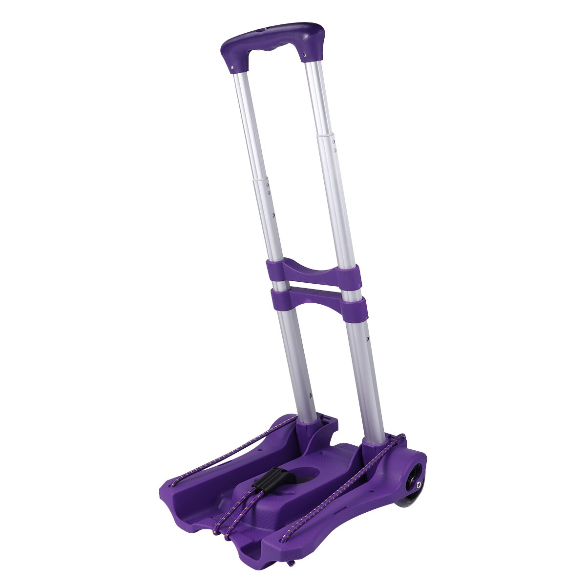 1Pcs Folding Aluminum Alloy Trolley Case Hand Cart Plastic Heavy Storage Box Purple Thicken and Mute for Two Rounds A35