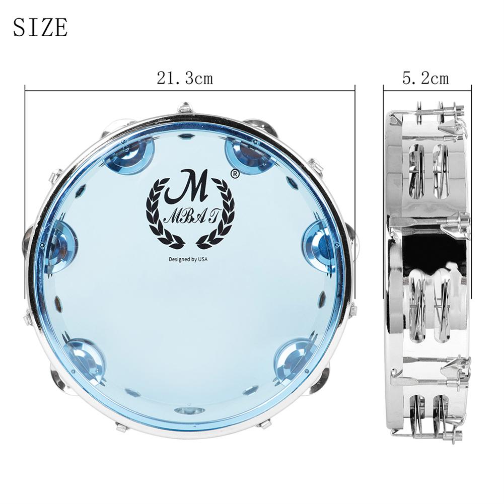 Hand Held Tambourine Drum Self-tuning Double Row Stainless Steel Ring Percussion Musical Educational Instrument for Kids Games:  Blue 8 Inch