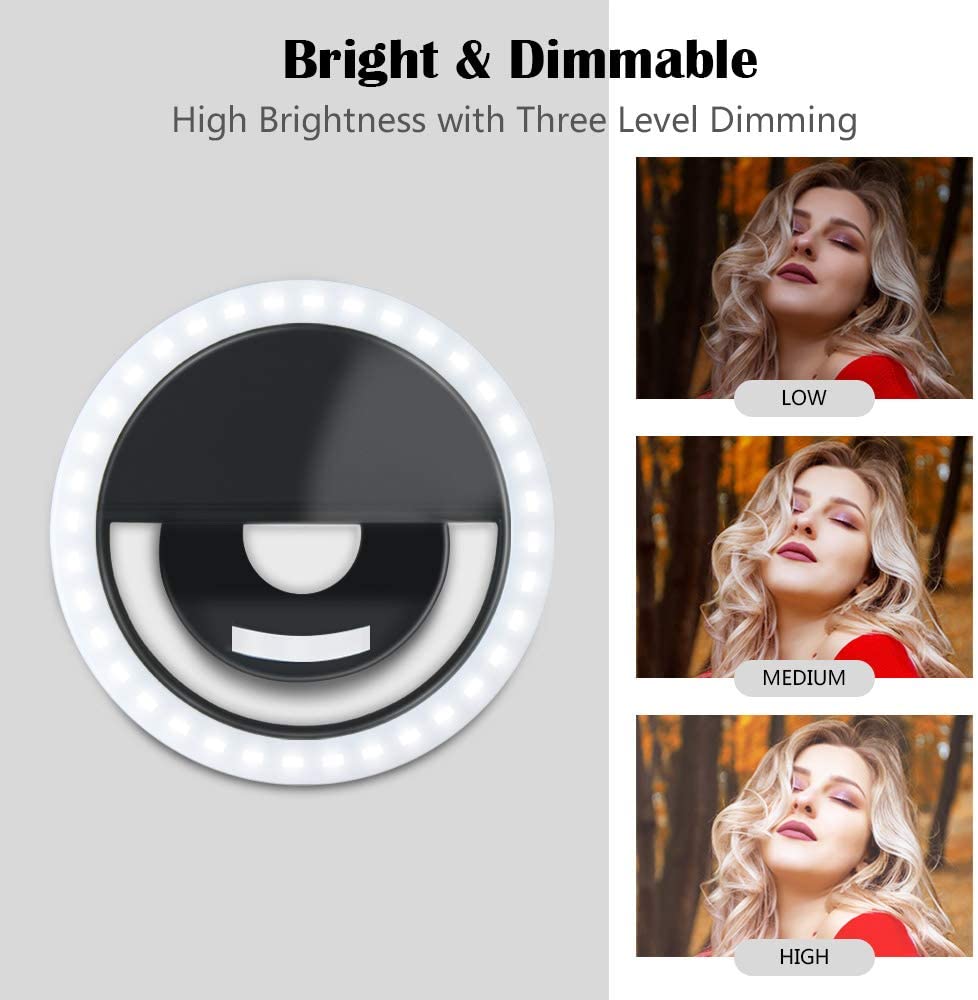 Selfie LED Ring Lamp, Portable Clip-on Selfie Fill Light for Phone/Android Smart Phone & Photography/ Camera Video/ Makes up