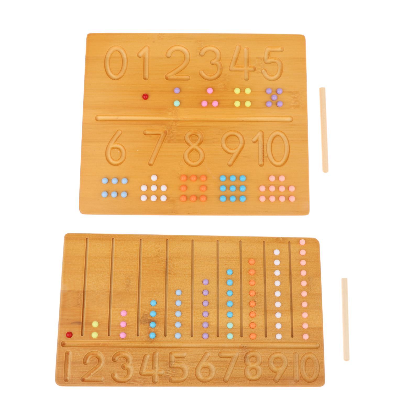 Wooden Number Tracing Board Toddler Math Sensory Toy of Learning 1-10