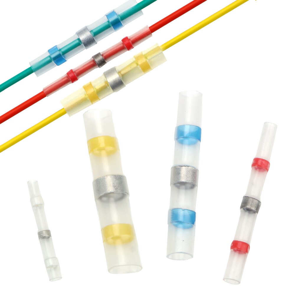 10/50Pcs Solder Ring Heat Shrinkable Terminal Mixed Heat Shrink Connector Terminal Block Welding Solder Seal Sleeve Waterproof
