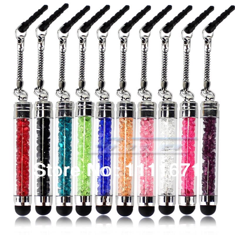 10x Crystal Mobile Phone Stylus Voor Iphone 4 4S 5 5S Se &amp; 3.5Mm Stof Plug Stijl bling Clear Touch Screen Pen