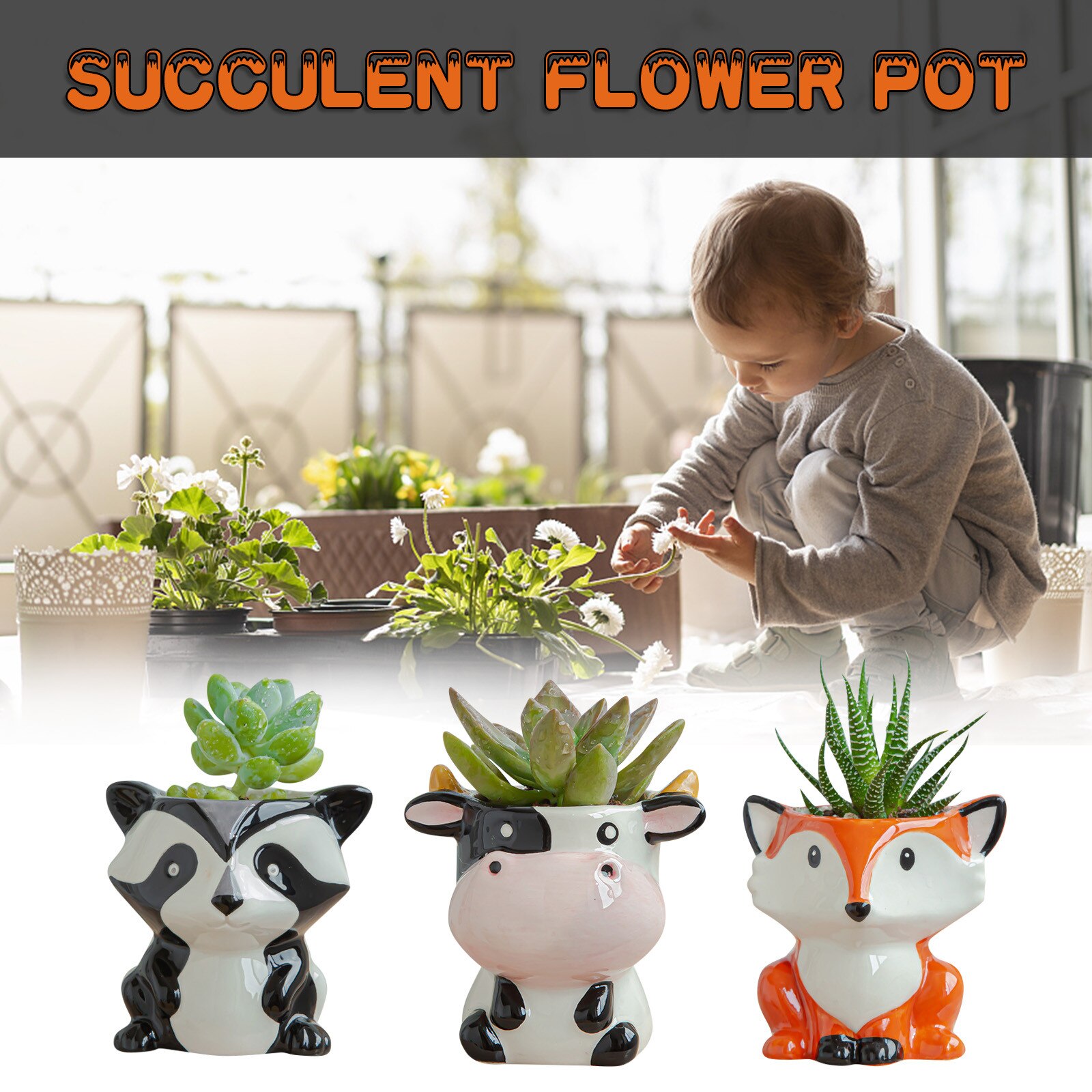 Maceta animales de cerámica, macetas suculentas, Cactus, macetas para plantas, bonsái, decoración de macetas para el hogar y el jardín