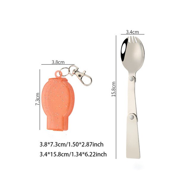 Camping Utensil Compact Stainless Pocket Spoon Fork Spork Foldable Camp Travel Party Picnic Cooking Folding Outdoor Tableware: E