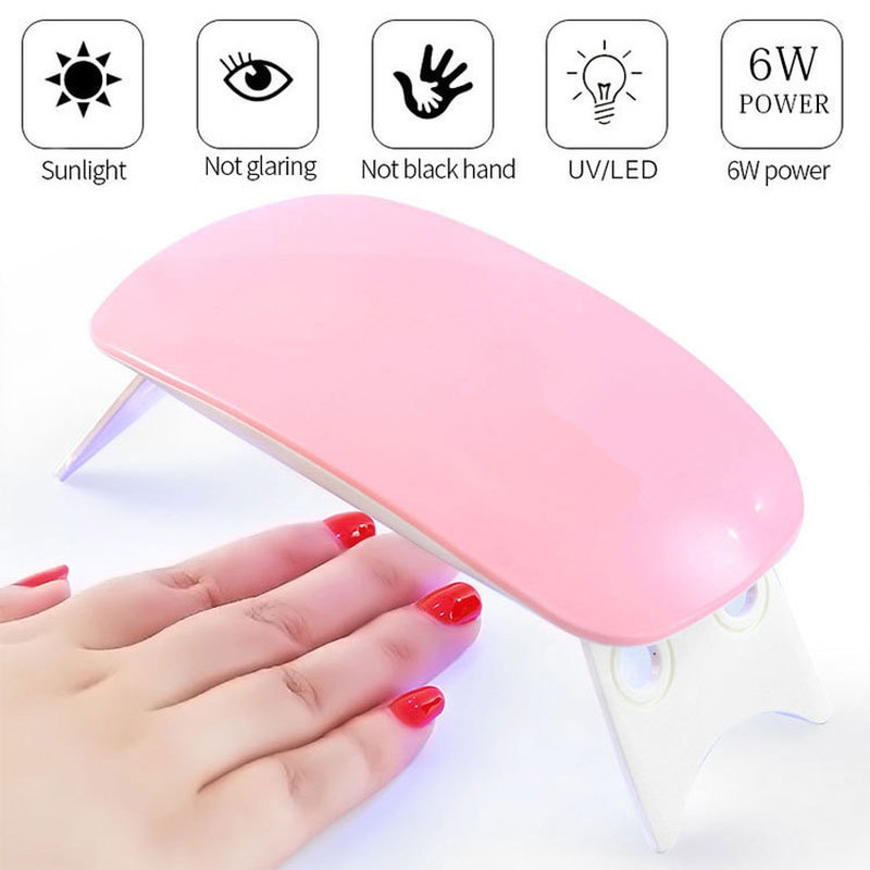 Draagbare Mini 6W Led Lamp Nail Droger Usb Charge 30S 60S Timer Led Licht Quick Droge Nagels gel Manicure Voor Nail Art Gereedschap