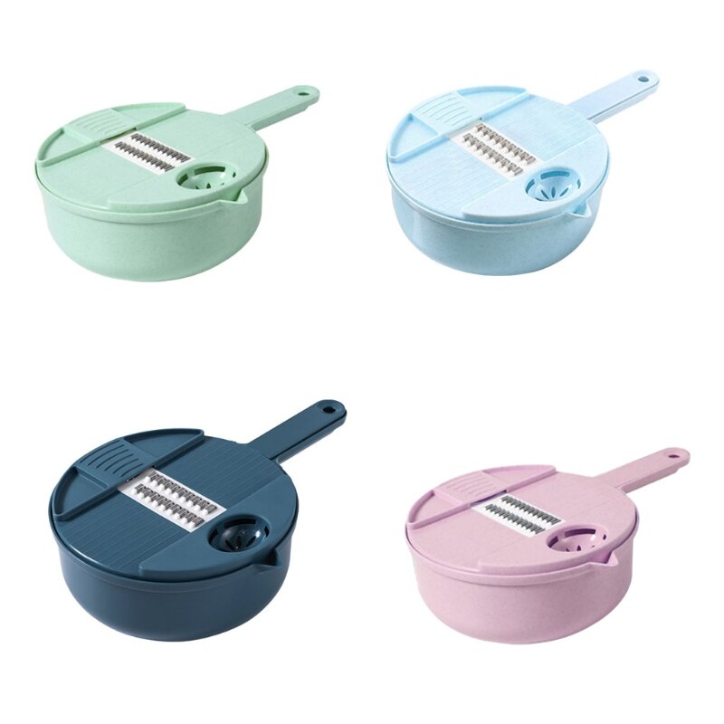 D08D Bowl Type Manual Slicer Vegetable Cutter Multi-Functional Round Manually Vegetable Cutter Practical Hand Operations Kitchen