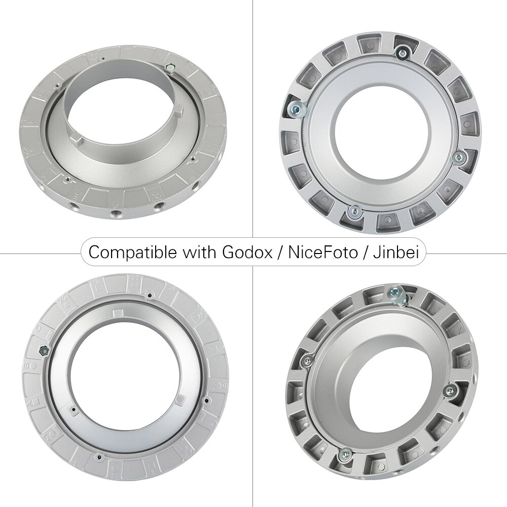 Bowens Mount Speed Ring Adapter Studio accessorio per luce Flash a LED compatibile con Godox NiceFoto Jinbei
