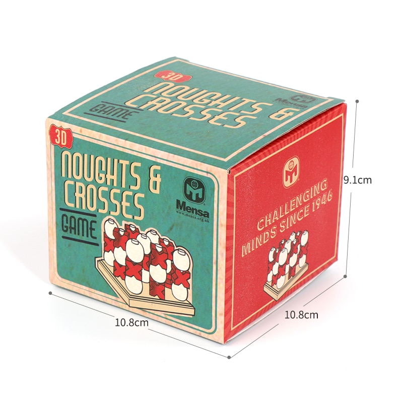 Mensa 3D Noughts and Crosses Educational Puzzle Wooden 3D Tic Tac Toe Game for children adults