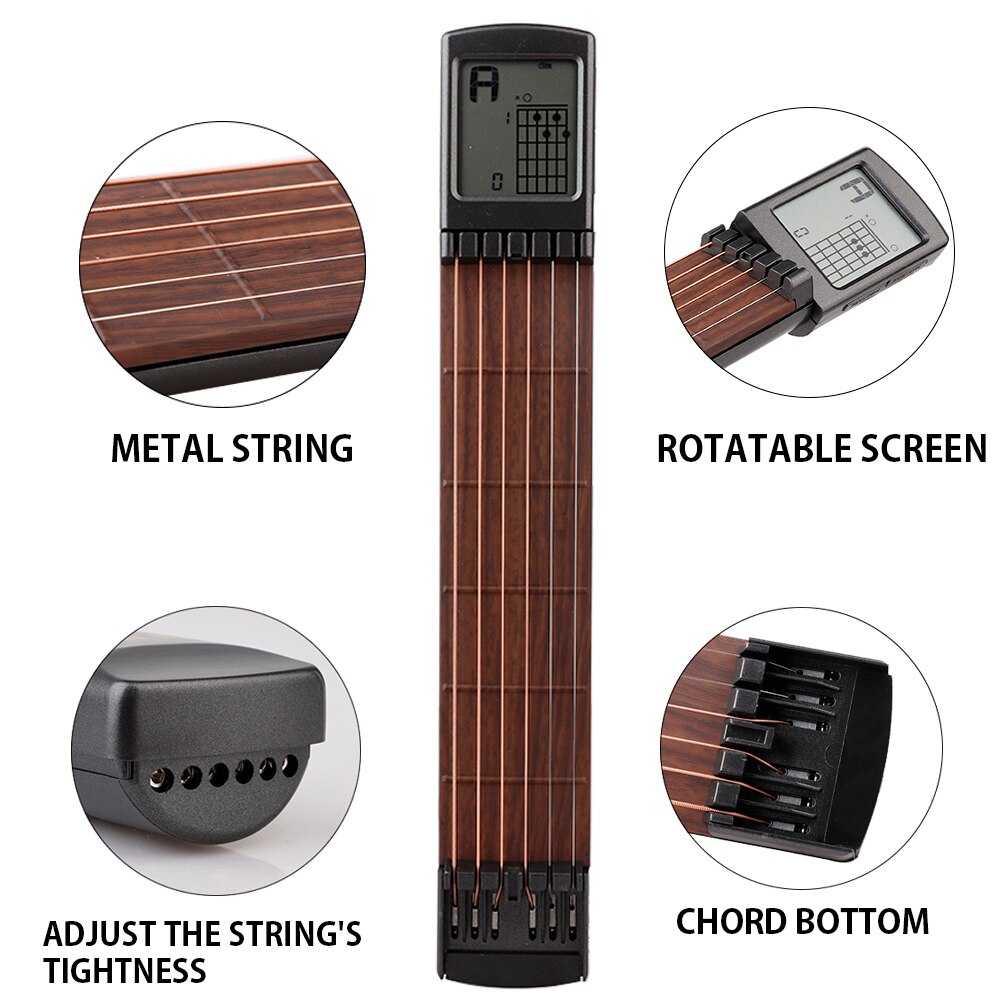 Entrenador de cuerdas de Guitarra portátil para principiantes, herramienta de práctica de bolsillo para entrenador de Guitarra Digital