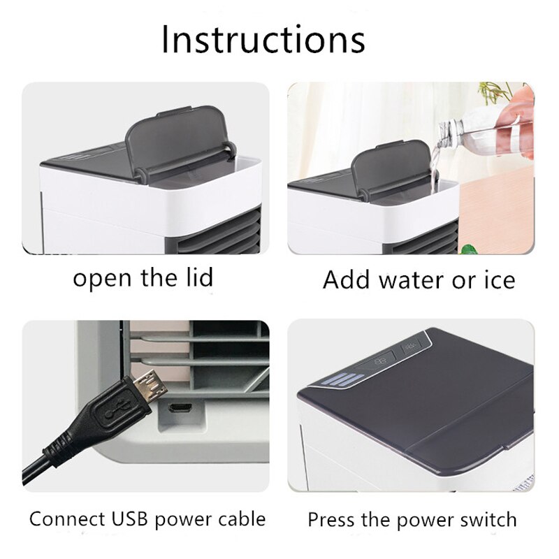 USB Mini Portable Air Conditioner Humidifier Purifier 3 gears Light Desktop Air Cooling Fan Air Cooler hvac grille Office Home