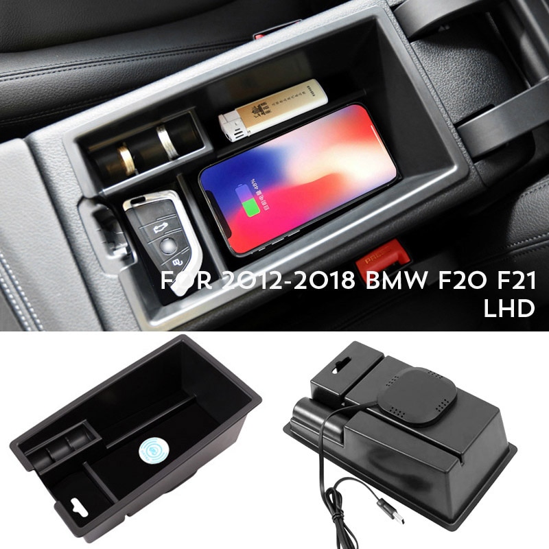 1lot Mobile phone wireless charging Central Armrest storage box For BMW X1 F48 /118i 120i F20 F21 saden