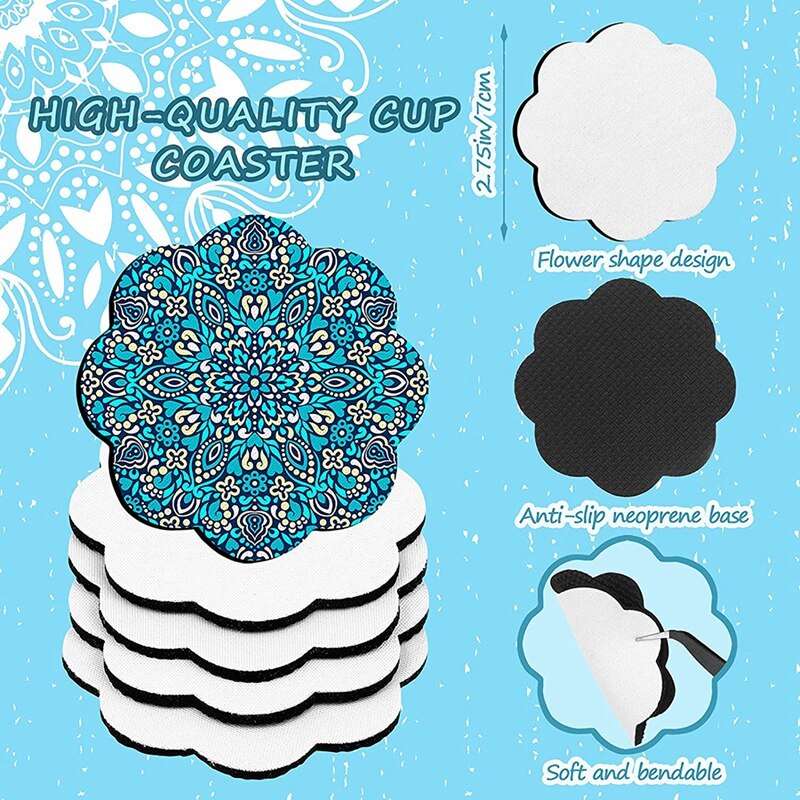 60 Pcs 2.8X2.8 Inch Sublimation Blank Coasters Heat Transfer Cup Coasters for Printing Drawing DIY Craft Supplies Car