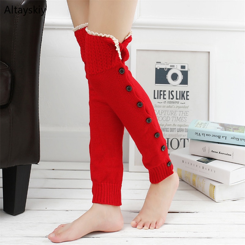 Leg Warmers Women Over The Knee Lace Single-breasted Warm Soft Kawaii Womens Knitting Trendy Comfortable Korean Style Warmer