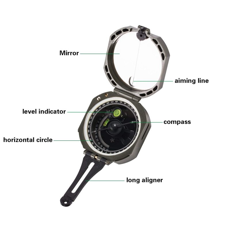 Boussole directionnelle visée compas imperméables et légers avec sac de transport, parfait pour l'orientation Camping voyage randonnée