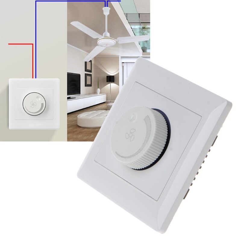 Interruptor de Control de velocidad para ventilador de techo, regulador de intensidad con botón de pared, ajuste de 220V y 200W