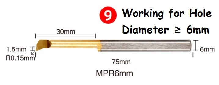 Mpr fuld størrelse 1 1.5 2 3 4 5 6 mm drejebænkemaskine brug hårdmetalborestang: Mpr 6 r0.15 l30