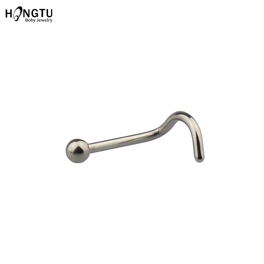 HONGTU 1PC G23 Titanium Nose Studs Nostril Piercings Zircon Nose Rings Screw Piercing Rings Women Body Piercing Jewelry 20G: Default Title