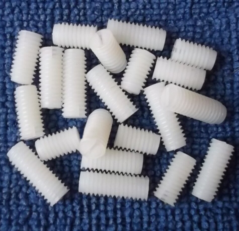 Slotted Nylon Set Screw, Plain Finish, Slotted Drive, 100 pcs, Nylon Slotted Grub Set Screw Threaded Rod Stud Beige