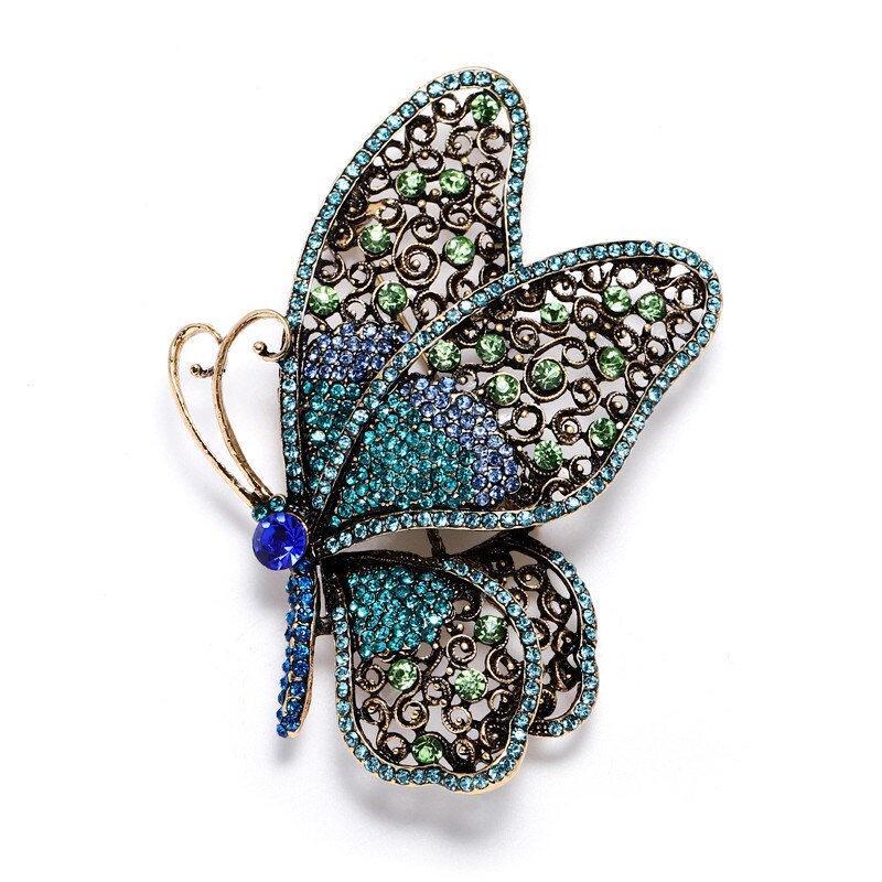 Morkopela grand papillon strass broche Vintage femmes Banquet broches vêtements bijoux insectes broches et épingles pour les femmes: sky blue