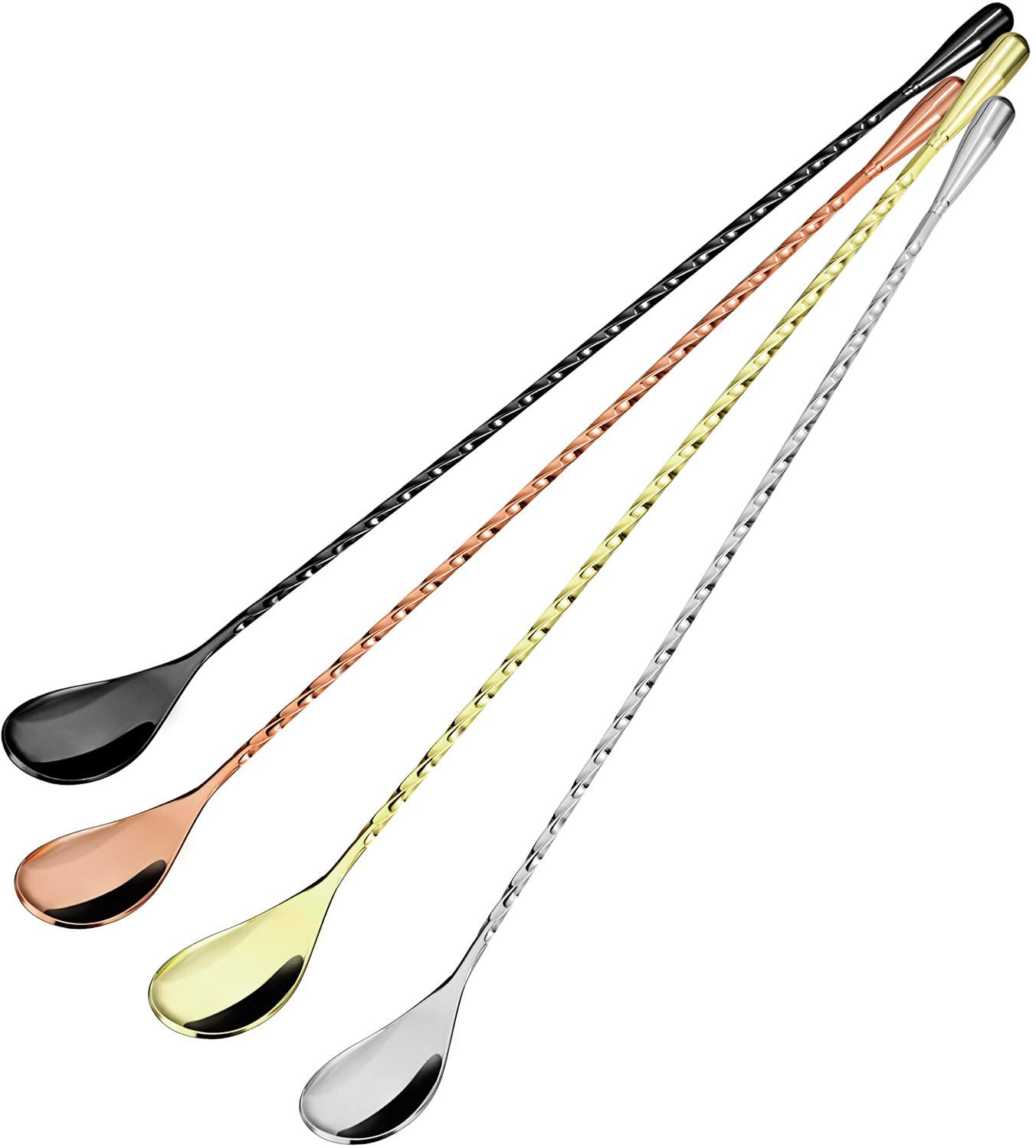 Barra de mango largo, cucharas para agitar, barras de acero inoxidable, cuchara para camarero, mezclador de cócteles, 12 pulgadas