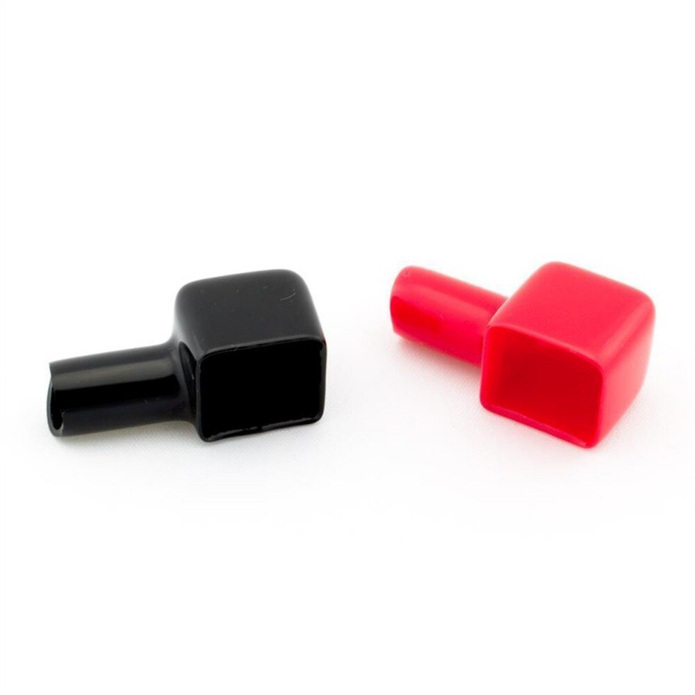 Durable 2pcs Red&Black Square Motorcycle Battery Terminals Rubber Covers Universal fit for Bike Scooter for Kart ATV