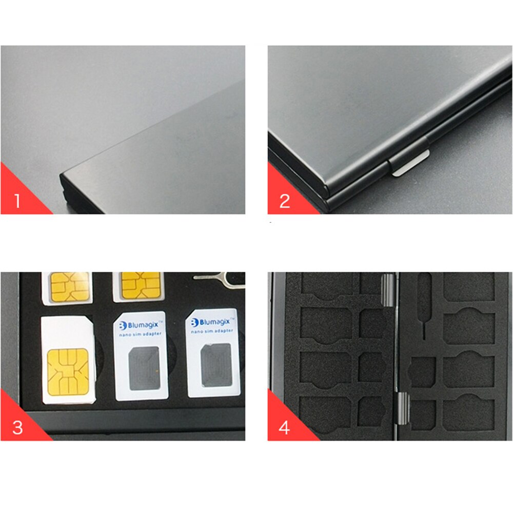 Caja de almacenamiento de aluminio portátil para tarjeta SIM, Micro Pin, para Apple Samsung 56, Protector de caja de almacenamiento para tarjeta SIM de memoria de teléfono