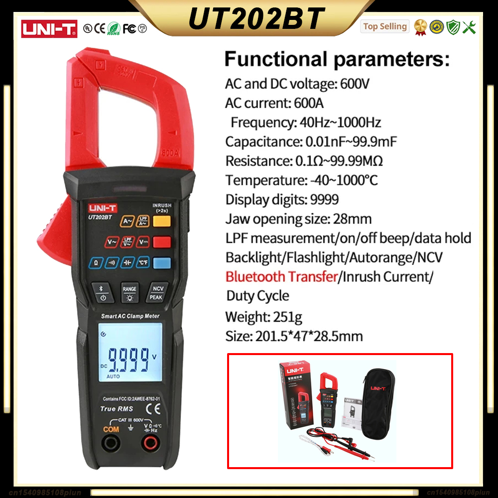 UNI T UT210E UT210D UT202A + UT204 PLUS Stroomtang Ampèremeter Digitale Elektricien Tool Elektrische Tester Multimeter: Roze