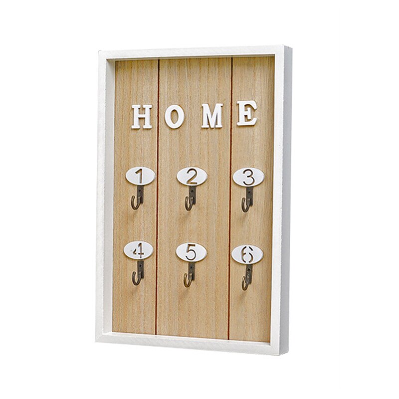 Cnim Ins Scandinavische Stijl Wanddecoratie Handgemaakte Houten "Home" Key Box Key Box Muur Creatieve Kamer decoratie: Creamy White