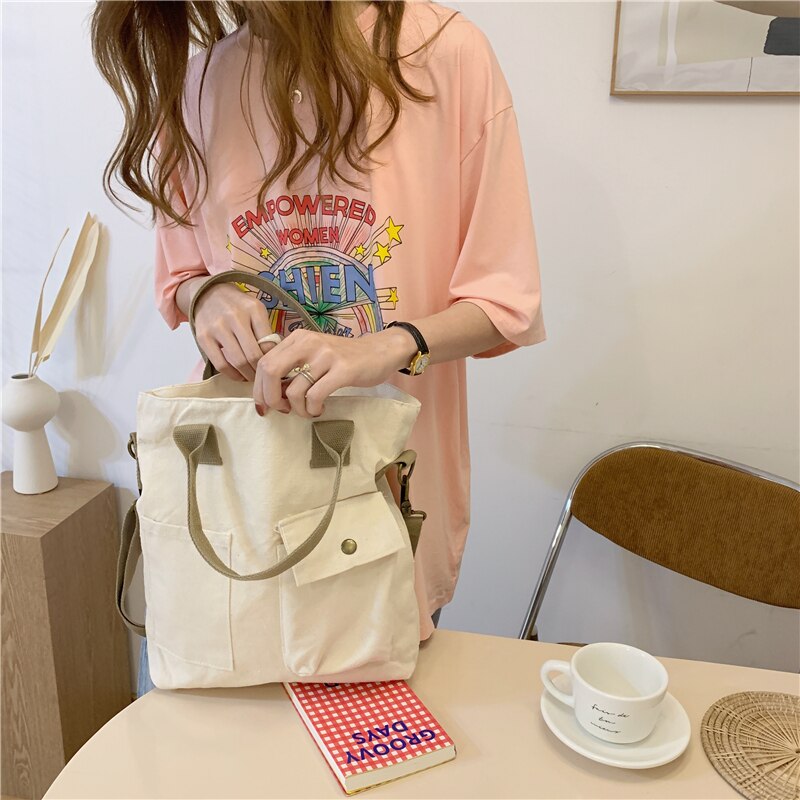 Original coréen Chic Harajuku Style toile sac décontracté sauvage sac à bandoulière grande capacité étudiant sac à bandoulière