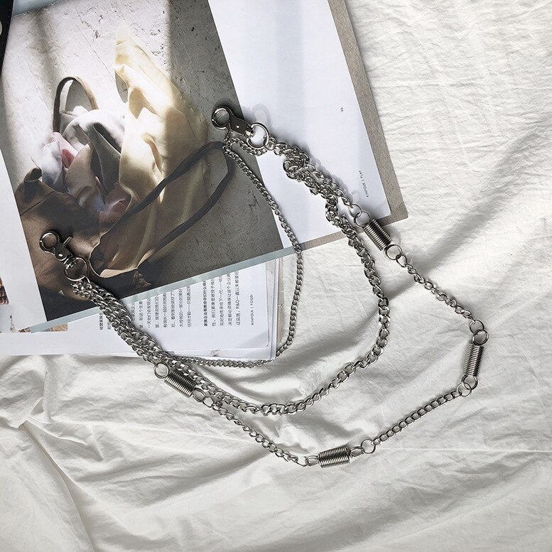 Bijoux pour femmes, accessoire de taille, chaînes rondes suspendues couleur argent, chaîne de taille géométrique croisée, nouvelle: A