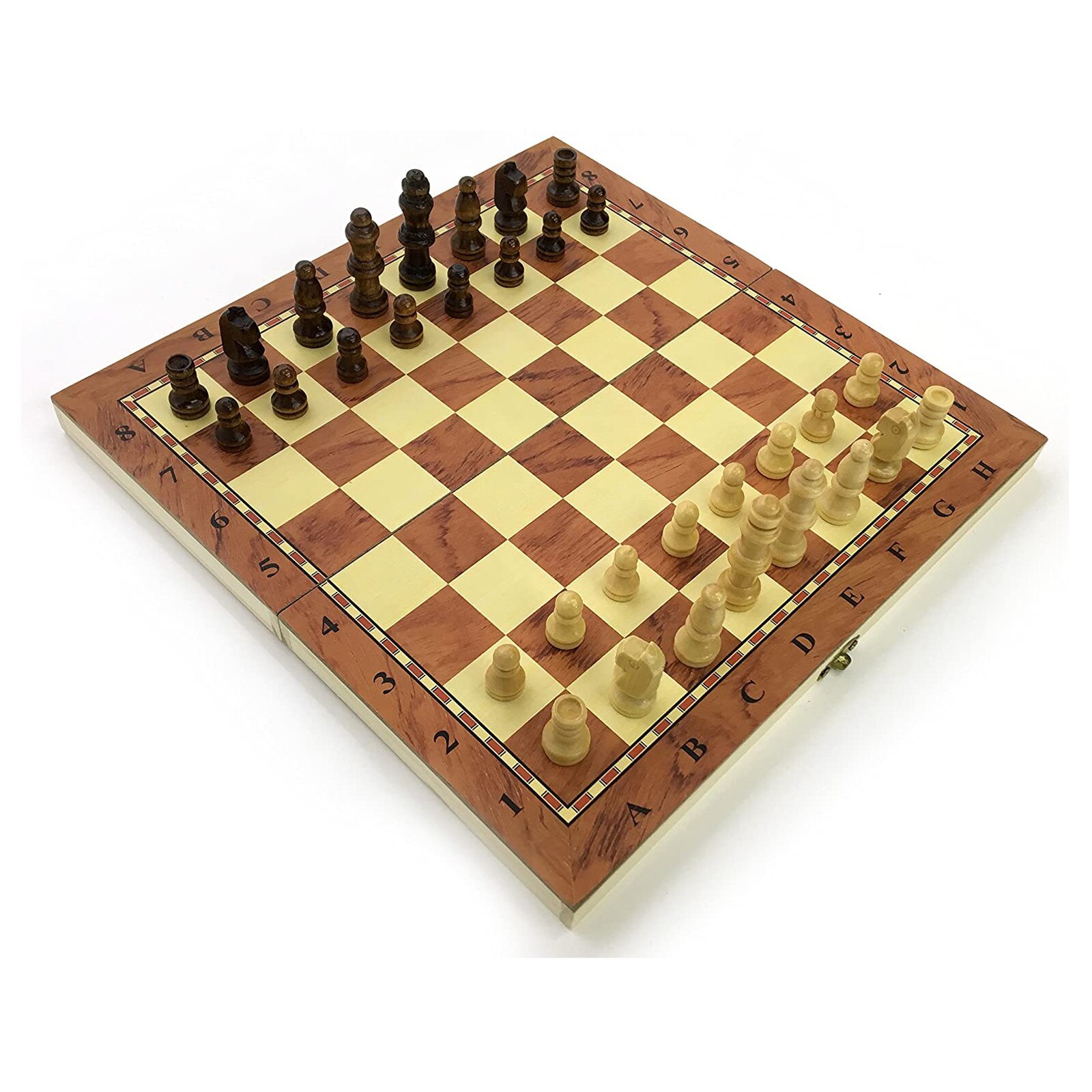 Large Magnetic Wooden Folding Chess Set Felted Game Board 24cm*24cm Interior Storage Adult Kids Family Game Chess Board: Default Title