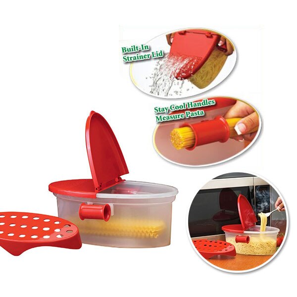 Perfect Pasta Cooker Heat Resistant PP Boat Microwave Steamer Boat Strainer Pasta Microwave Kitchen Tools Spaghetti Bowl