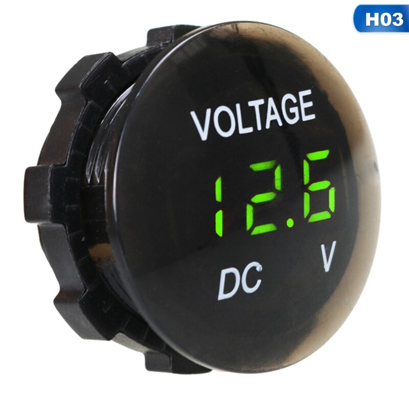 Medidor de voltaje de la motocicleta del coche con el Interruptor táctil impermeable redondo Auto medidor de voltaje del barco 12-24V LED voltímetro Digital del Panel: H03