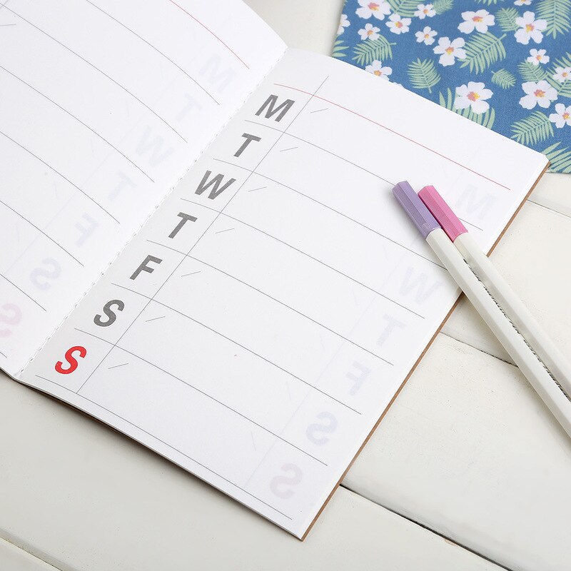 Cuaderno planificador semanal A5, papel Kraft, 64 páginas, planificador de tiempo, organizador de oficina y escuela para hacer lista, cuaderno, planificador